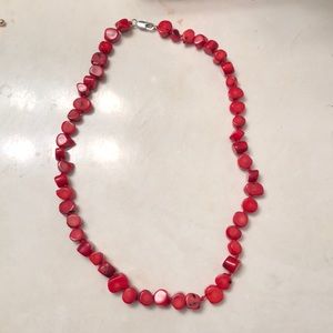 red beaded necklace
